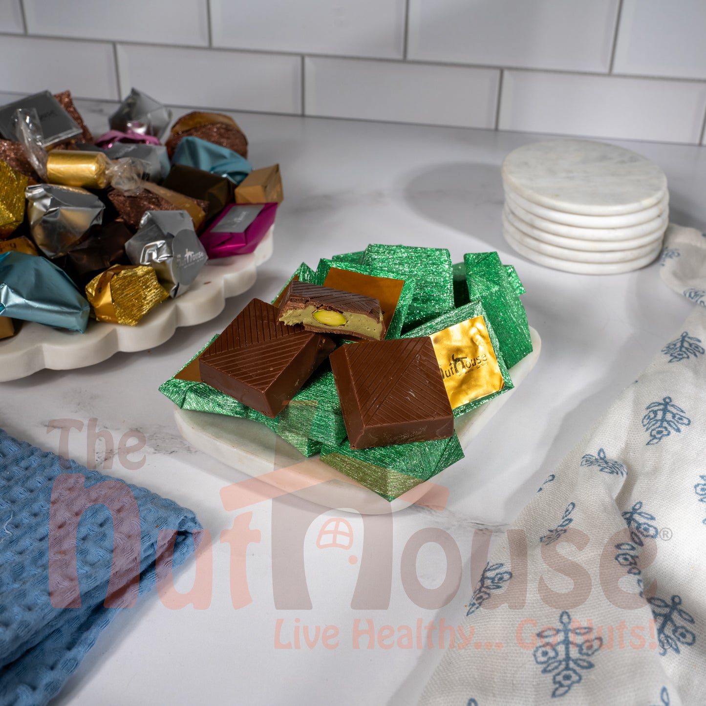 Chocolate Covered Pistachio Cream with Pistachio Pieces