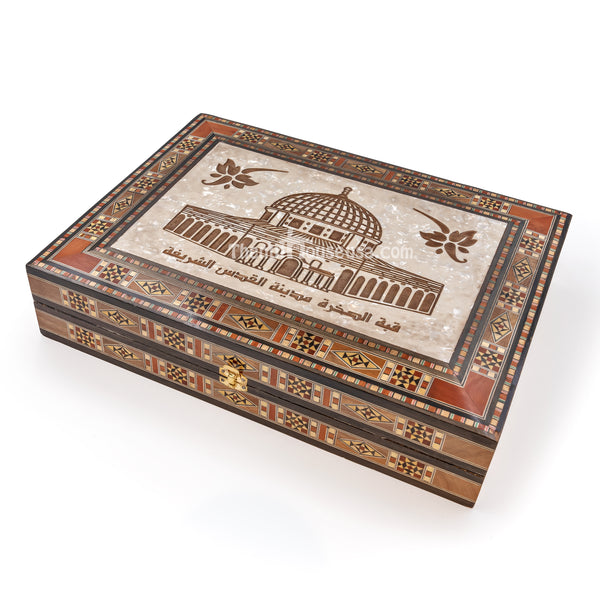 AL AQSA HANDCRAFTED SYRIAN WOODEN, MOSAIC BOX (0399)