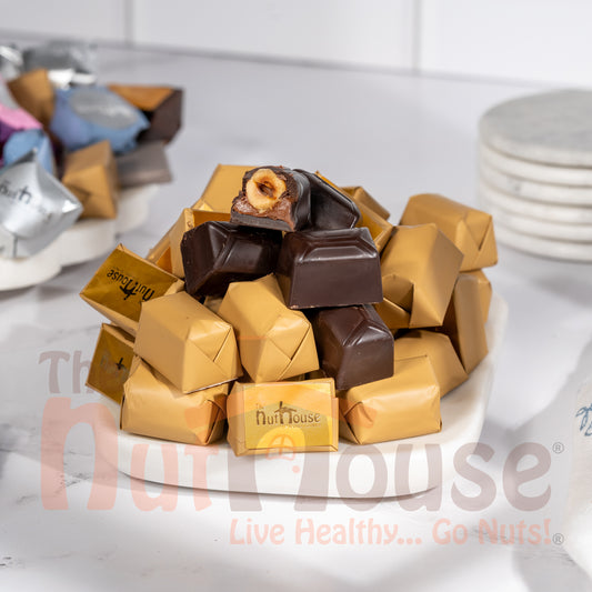 Dark Chocolate whole hazelnut Praline