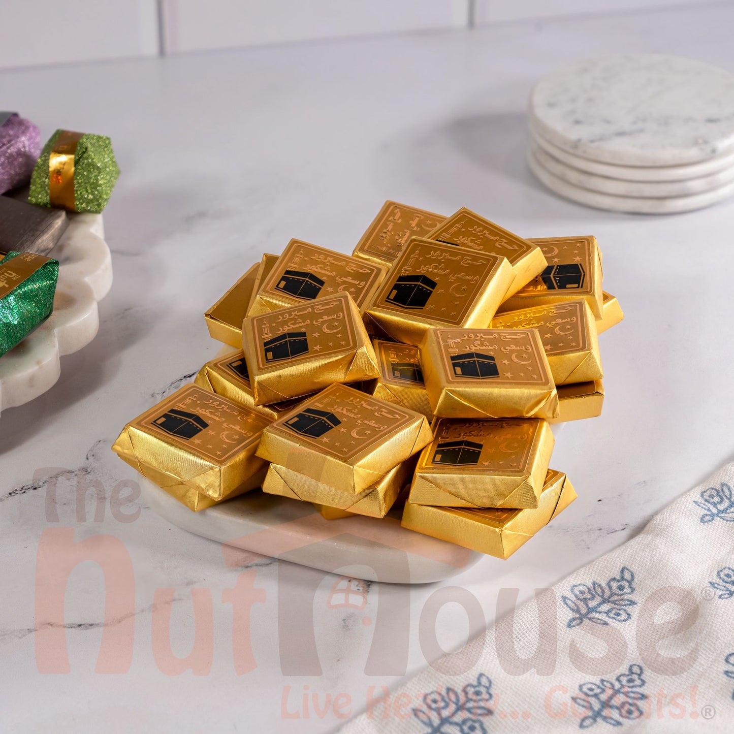 Gold Hajj Chocolate Covered Crushed Nuts With Hazelnut Cream