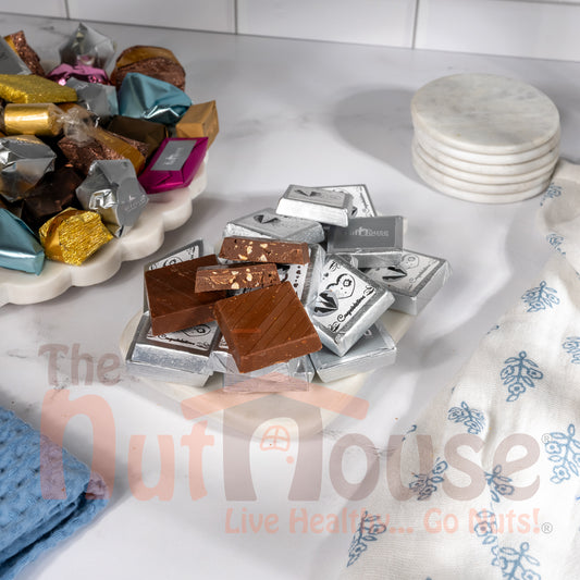 Silver Engagement, Wedding, Anniversary Chocolate with crushed nuts