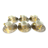 White and gold Arabic Calligraphy Turkish Coffee set 6pc (RZ-2P)