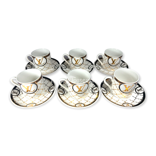 Designer white Turkish Coffee set 6pc (E11)