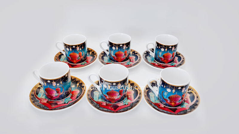 Ramadan Red and blue coffee set (R4)