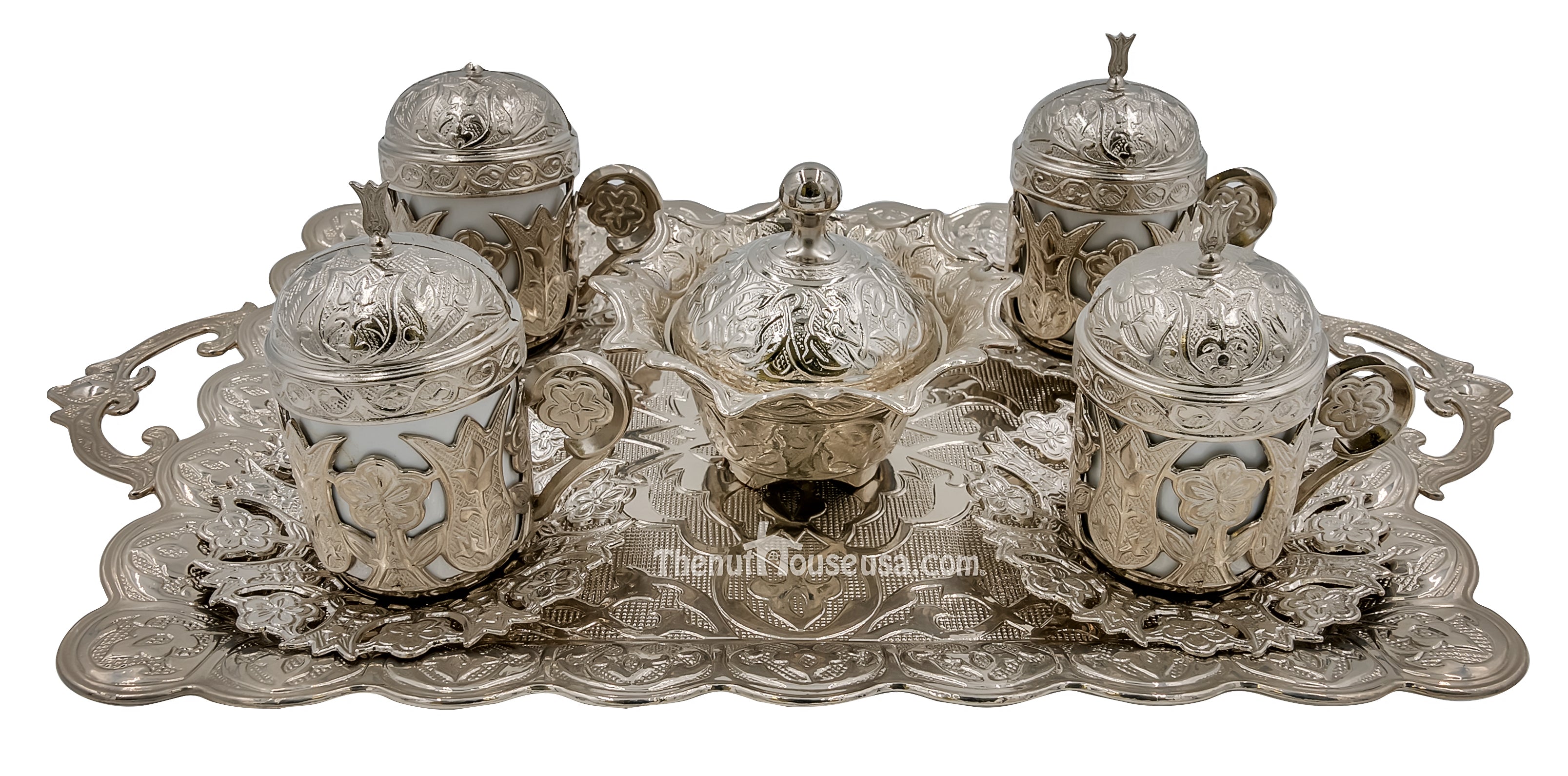 Silver Turkish Coffee set 24034 The Nut House
