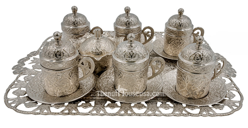 Silver Turkish Coffee set 24024