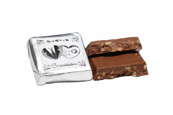 Silver Engagement, Wedding, Anniversary Chocolate with crushed nuts